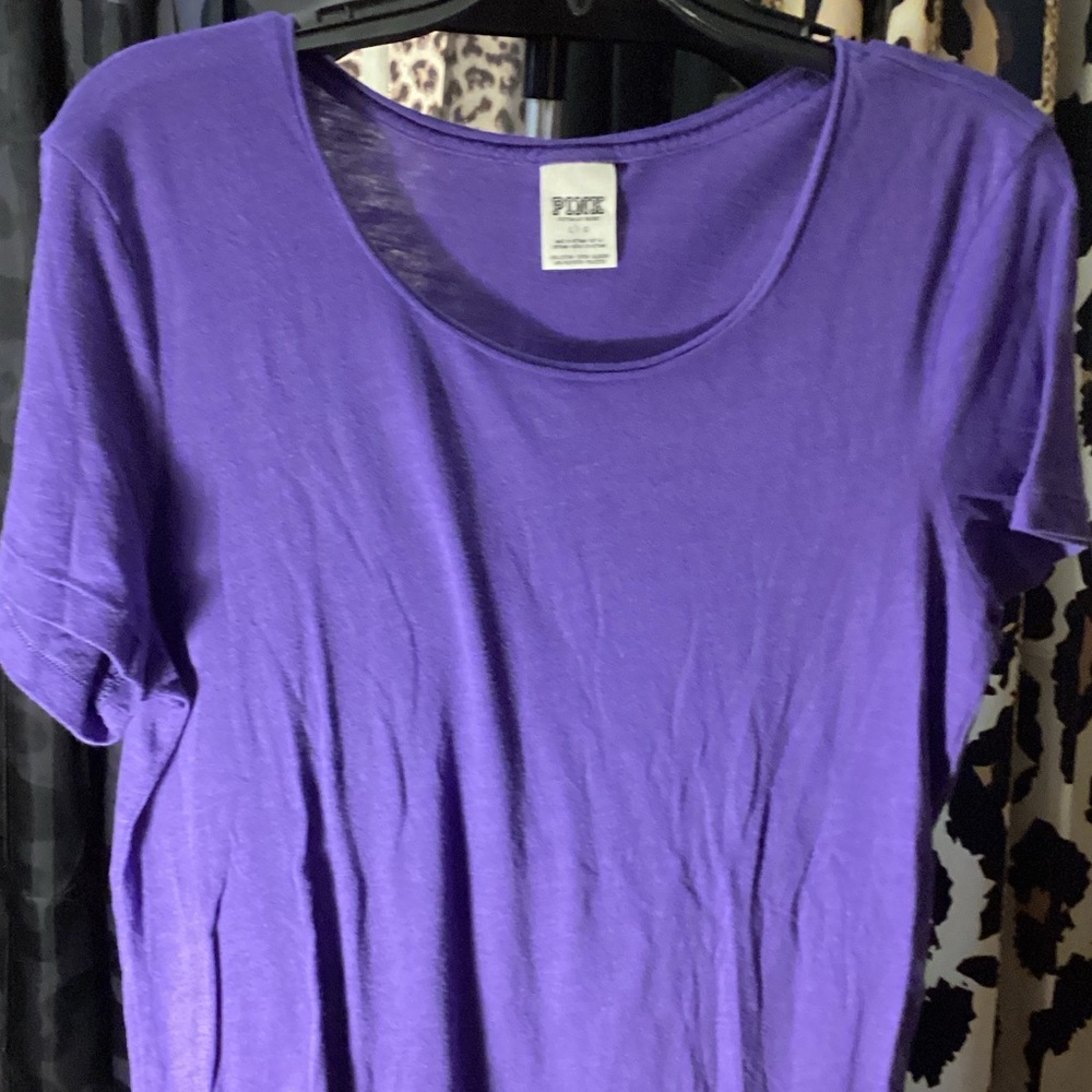 Victoria's Secret Sheer Purple Short Sleeve Tee - Sz Large